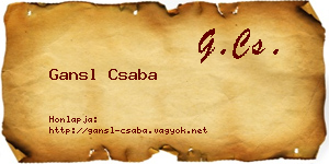 Gansl Csaba névjegykártya